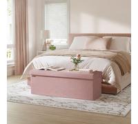 SONGMICS Large Storage Ottoman Bench Folding Foot Rest End Bed Easy Assembly in Light Pink SONGMICS Light Pink