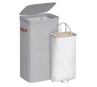 SONGMICS Laundry Basket, 100 L Laundry Hamper, with Lid and Handles, Removable Liner, Easy Assembly, 42 x 32 x 75 cm, Dove Grey LCB811GD01