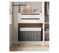 SONGMICS - Laundry Basket with Lid - Bamboo Laundry Basket with 2 Sorting Compartments, Removable Bag, Cotton Handles - Volume 100L, for Laundry Room, Bedroom - White -LCB64WT