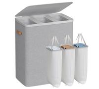 Songmics Laundry Basket, 190 L Triple Compartment Laundry Hamper, With Lid And Handles, Removable Liners, Easy Assembly
