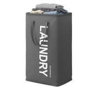 SONGMICS Laundry Basket, 21.1-Gallon (80 L) Foldable Laundry Hamper, Storage Basket with Handles, Water-Repellent, for Laundry Room, Bedroom, Bathroom, Slate Grey RLH001GN01
