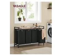Songmics Laundry Basket, 4-Compartment Laundry Hamper, Pull-Out And Removable Laundry Bags, Laundry Sorter, Shelf, Metal Frame