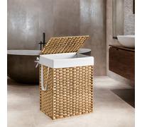 Songmics Laundry Basket, 90L Synthetic Rattan Storage Basket With Lid And Handles, Wicker, Foldable, Removable Liners