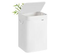 SONGMICS Laundry Basket, 95 L Bamboo, with Lid | Laundry Hamper, Foldable, Removable and Machine Washable Liner Bag, for Laundry Room, RONEX Collection LCB060W01