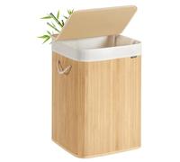 Laundry basket with foldable design and washable liner bag, Natural