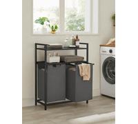 Songmics Laundry Basket, Laundry Hamper, Laundry Sorter With 2 Pull-Out And Removable Bags, 2 Shelves, 46L Capacity Per Bag