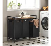 Songmics Laundry Basket, Laundry Hamper, Laundry Sorter With 3 Pull-Out And Removable Bags, 1 Storage Shelf, 38L Capacity Per Bag