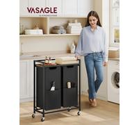 Songmics Laundry Basket, Laundry Hamper Sorter Cart With 2 Compartments,storage Shelf, Wheels, Removable Bags