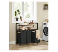 Songmics Laundry Basket, Laundry Hamper With 3 Pull-Out And Removable Laundry Bags, 2 Shelves, 40 L Capacity Per Bagblack