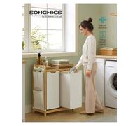 Songmics Laundry Basket With 2 Compartments, Laundry Hamper, Holds Up To 100 L, Laundry Sorter, With Shelf
