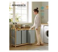 Songmics Laundry Basket With 3 Compartments, Laundry Hamper, Holds Up To 150 L, Laundry Sorter, With Shelf, Laundry Bag