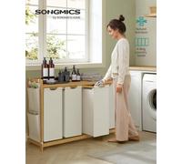 Songmics Laundry Basket With 4 Compartments, Laundry Hamper, Holds Up To 200 L, Laundry Sorter, With Shelf