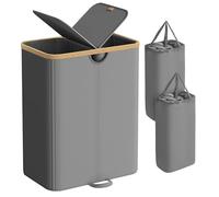 SONGMICS Laundry Basket with Lid, 150 L 2 Compartments