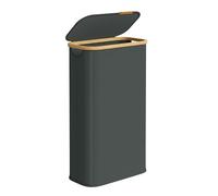 SONGMICS Laundry Hamper with Lid, Slim Laundry Basket, Oxford Fabric, Foldable, Bamboo Frame, for Bedroom, Living Room, 18.5 Gal. (70 L), 42 x 22.5 x 70.5 cm, Slate Grey LCB517GN01