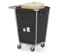 SONGMICS Laundry Basket with Wheels, 34.3 Gallons (130 L) Rolling Laundry Hamper with Removable Bag, Heavy-Duty Steel Frame with Handle, Ink Black URLS008B01