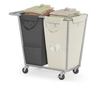 SONGMICS Laundry Basket with Wheels, 50.2 Gallons (190 L), 2-Section Rolling Laundry Hamper with Removable Bags, Heavy-Duty Steel Frame with Handle, Cream White and Dark Gray URLS009X01