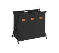 SONGMICS Laundry Hamper, Laundry Basket, 135 L Laundry Sorter 3 Sections, Collapsible X-Frame, Clothes Organiser with Customisable Labels, Laundry Room, Bedroom, Bathroom, Ink Black LCB130B01