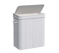 SONGMICS Laundry Hamper with Lid, 100 L Bamboo Laundry Basket, Removable Machine Washable Hamper Basket, with Handles, for Laundry Room, Bedroom, Washroom, Grey LCB063G01