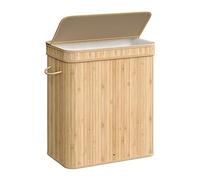 SONGMICS Laundry Hamper with Lid, 100 L Bamboo Laundry Basket, Removable Machine Washable Hamper Basket, with Handles, for Laundry Room, Bedroom, Washroom, Natural LCB063N01