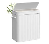 Removable Bamboo Laundry Hamper with Lid, White / 100 L