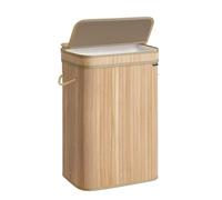 Songmics Laundry Hamper With Lid And Handles, 72 L,natural Beige, Cream