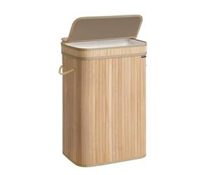 SONGMICS Laundry Hamper with Lid, Bamboo Laundry Basket, Removable Machine Washable Hamper Basket, with Handles, 72 L, for Laundry Room, Bedroom, Washroom, Natural Beige LCB061N01
