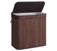 SONGMICS Laundry Hamper with Lid, Bamboo Laundry Basket, Removable Machine Washable Laundry Basket, with Handles, 39.6-Gallons, for Laundry Room, Bedroom, Bathroom, Chestnut Brown ULCB062K01