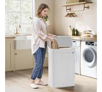 Songmics Laundry Hamper With Lid, Bamboo Laundry Basket, Removable Washable Hamper Basket, With Handles, Cloud White