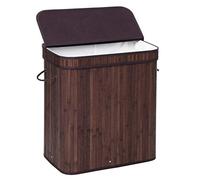 SONGMICS Laundry Hamper with Lid, Bamboo Launry Basket with Handles, Foldable Storage Basket for Laundry Room, Bedroom, 100L, Brown ULCB063K02