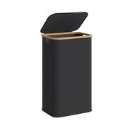SONGMICS Laundry Hamper with Lid, Laundry Basket, Oxford Fabric, Foldable, Bamboo Frame, for Bedroom, Living Room, 26.4 Gal. (100 L), 42 x 32 x 70.5 cm, Ink Black LCB518BH01