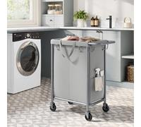 Songmics Laundry Sorter Cart, 2-Section Clothes Hamper, Large Space, Liner Removal, Substantial Storage, Dove Grey