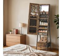 Songmics Led Mirror Jewelry Cabinet Standing, Lockable Jewelry Armoire With Full-Length Mirror