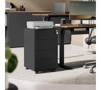 SONGMICS Lockable 4 Drawer Mobile File Cabinet Pre Assembled Office in Black SONGMICS Black