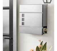 SONGMICS Lockable Post Box with Lid & Newspaper Holder in Silver SONGMICS Silver