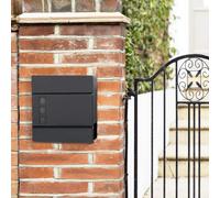 Songmics Lockable Wall Mailbox, Modern Design With Newspaper Slot, Simple Installation, Black