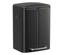 SONGMICS LTB40B02 Kitchen Bin with Two Plastic Inner Buckets (2 x 20 Litres) Metal Pedal Opening Pedal Plastic Inner Soft Close Lid with Handles Odour Resistant Black