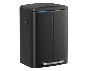 SONGMICS LTB40B02 Kitchen Bin with Two Plastic Inner Buckets (2 x 20 Litres) Metal Pedal Opening Pedal Plastic Inner Soft Close Lid with Handles Odour Resistant Black