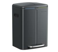 SONGMICS LTB40G02 Kitchen Waste Separation System, 2 x 20 L, 2 Compartments, Metal Pedal Bin, Inner Bin Made of Plastic, Softclose Lid with Handles, Odour-Proof, Green-Grey