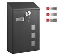 SONGMICS Mail Box, 25.5x11.5x39.5cm, Black