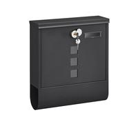 SONGMICS Mail Box, Wall-Mounted Post Box with Lock with Rotating Lid, 30.8x10x33.8cm, Black