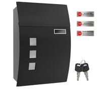 SONGMICS Mailbox, Wall-Mounted Lockable Post Letter Box with Viewing Windows, Nameplate, and Keys, Easy to Install, Black GMB30BK