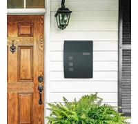 Songmics Mailbox, Wall-Mounted Lockable Post Letter Box With Viewing Windows, Nameplate, And Keys, Easy To Install, Anthracite Grey