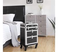 Songmics Make Up Trolley, Cosmetic Case, Beauty Case, Hairdressing Case, With 4 Removable Universal Wheels, Top With 3 Levels, Dra
