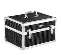 SONGMICS Makeup Case, Lockable Cosmetic Case, Travel Cosmetic Organizer for Hairdressers and Makeup Artists, with Removable Tray, Black JBC328B01