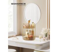Songmics Makeup Organiser Rotating, 2 Tier Round Skincare Organiser, Customisable