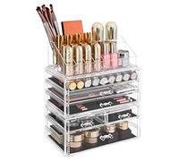 SONGMICS Large Clear Acrylic Make up Organiser, Stackable Cosmetic Box, with 6 Drawers, for Palette Brush Foundations Lipstick Nail Polish Hairpins, Great Gift for Loved Ones JKA009TP