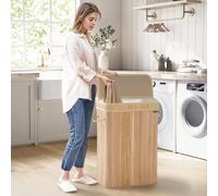 SONGMICS Medium Bamboo Laundry Hamper Machine Washable Removable Basket Handles in Natural SONGMICS Natural