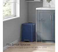 Songmics Medium-Sized Kitchen Pedal Bin, Steel Trash Can With Quiet Lid And Inner Bucket, Midnight Blue
