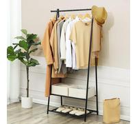 Songmics Metal Coat Rack Clothes Stand With 2-Tier Clothes Shoe Hat Rack Entryway Organizer Black Hsr05B