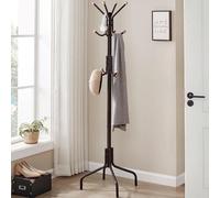 Songmics Metal Hall Stand With Hooks, Freestanding Coat Organizer For Jackets And Hats, Office Storage Tree, Brown